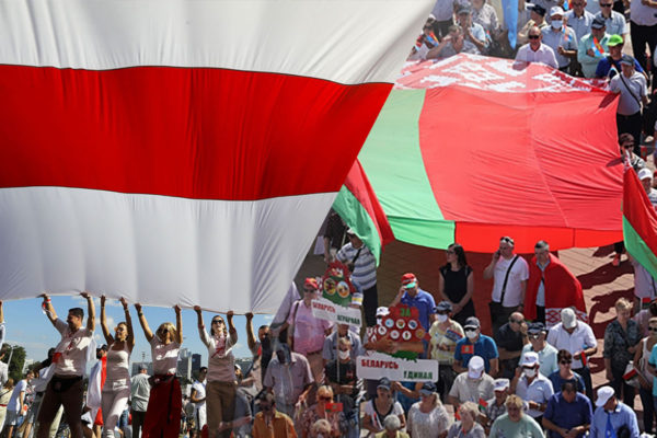 Провластный митинг бюджетников и бело-красное море протеста. Репортаж Романа Попкова