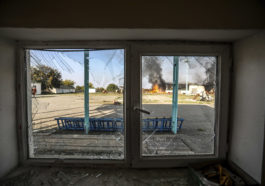 Пожар на фабрике после обстрела Тертера, Азербайджан, 19 октября 2020 года
