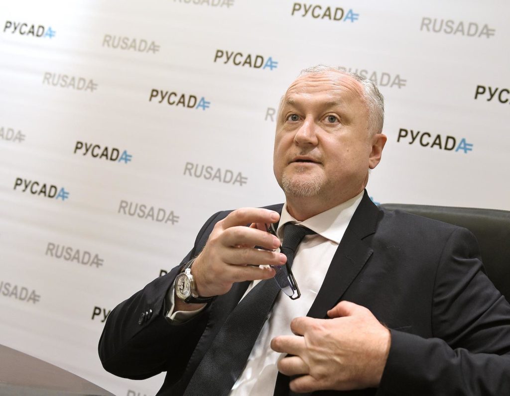 Экс-директор Российского антидопингового агентства (РУСАДА) Юрий Ганус во время пресс-конференции.