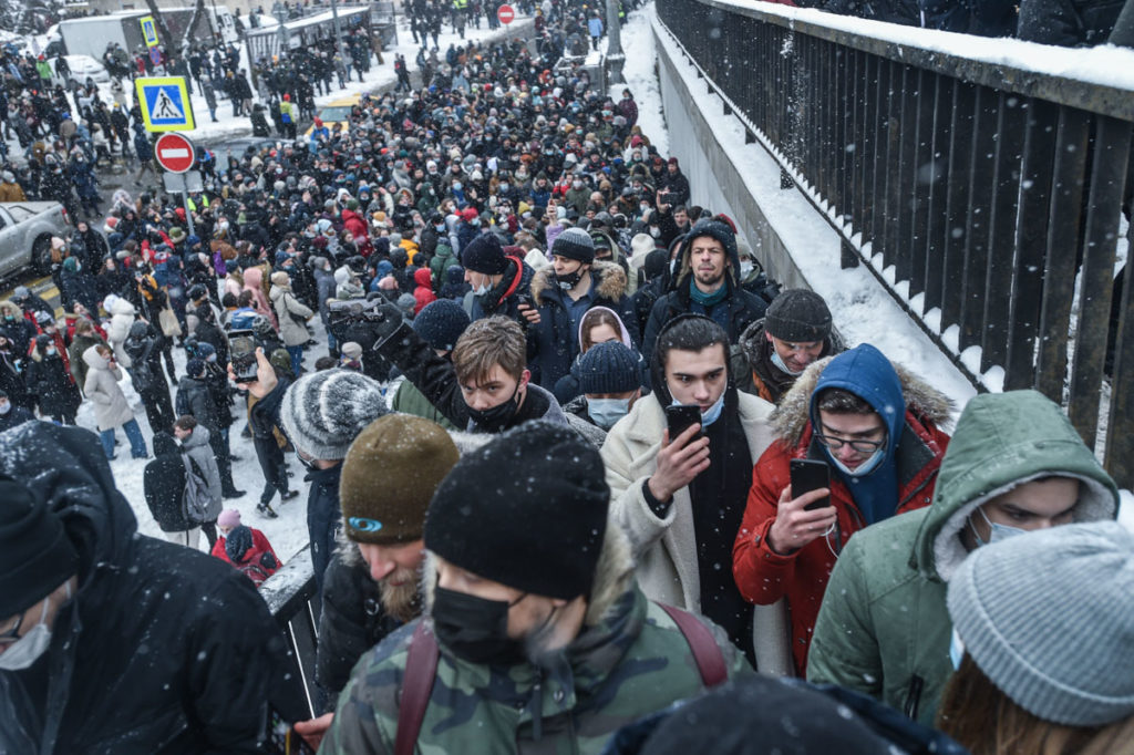 Москва. Протестующие выходят на Третье транспортное кольцо. Фото: Юрий Белят / «МБХ медиа»