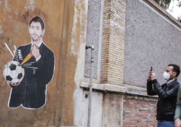 Граффити с президентом «Ювентуса» и одним из создателей Суперлиги Андреа Аньелли