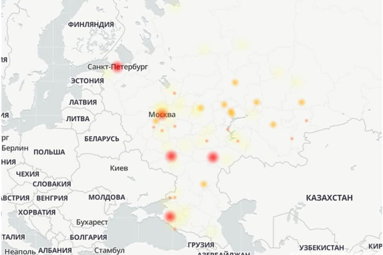 Карта сбоев в работе мобильных операторов